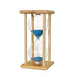 BOJIN　砂時計15分　インテリア　すなどけい　シンプル木製枠　卓上　ガラス　タイマー　オシャレ時計　かわいい　キレイプレゼント　贈り物　モダン　海ブルー砂　15分計