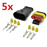 MUYI 5キット防水電気コネクタ1.5 MMシリーズ配線コネクタプラグ端子熱収縮 3 Pin Way 5XSKUMY