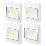 ポータブルナイトライト、電池式、1 COB LEDパネルコードレススイッチライト 4 Pack YZWLSSWL-4P2W90