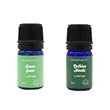[sjunga] 選り取り2本 エッセンシャルオイル 5ml アロマオイル 精油 100% 天然 フレグランスオイル オーガニック アロマセット (5ml×2本, レモングラス 吉野ヒノキ)