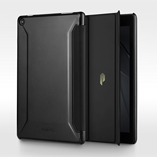 Fire HD 8 ケース Poetic -Slimline- [軽量] [ウルトラスリム] PUレザー製 スリムフィット 三つ折りカバースタンド 第6世代 Amazon Fire HD 8 (2016) 用 ブラック/ブラック