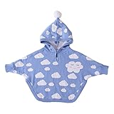 Baby Nest ベビー服 長袖カバーオール ロンパース バットスリーブ 女の子 男の子 コットン100% 秋冬用 ブルー 3-4歳