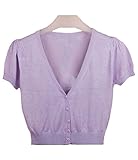 Heaven Days（ヘブンデイズ） カーディガン ニット ショート丈 Ｖネック 薄手 シンプル 無地 半袖 レディース 1708G0126