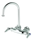 T&S Brass B-0346 Wall-Mount Double Pantry Faucet with 3-3/8-Inch Centers, Swivel Gooseneck and Lever