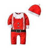 クリスマス ベビー 幼児 男の子 女の子 ロンパース衣装 - 冬の赤ちゃんジャンプスーツ 帽子付き かわいいサンタ パジャマ 寝間着 子供服 クリスマスコスチューム Zhhyltt
