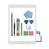 Zentop ホワイトiPad 5 2017 9.7インチ用 (A1822 A1823) タッチスクリーンデジタイザーアセンブリ交換用ホームボタン カメラブラケット 取り付け済み接着剤 ツール修理キット