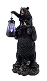 Lifting Spirits Bear Cub on Shoulders Statue and Solar LED Lantern [並行輸入品]