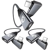 USB C 延長ケーブル 短い【0.3m 3本セット】L字型240W USB C 3.2 Gen 2X2 20Gbps 高速データ転送 48V 5A PD急速充電 90度直角タイプC 延長コード Type C オス-メス 5K/4K@60Hz映像出力 高耐久ナイロン iPhone17/16/15シリーズ 、MacBook、Pixel 10/9/8、Galaxy S25等Type C機種対応