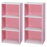 アイリスオーヤマ カラーボックス 3段 2個セット 幅41.5×奥行29×高さ88cm ピンク/オフホワイト CX-3