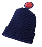 (ウォ２U)Woo2u ニット 帽子 子供用 防寒帽 キッズ 萌え ベビー 帽子 秋冬 ガールズ 毛糸 帽子 ボーイズ 無地 アンテナ飾 紺色