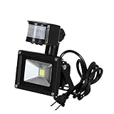 LED センサーライト10W 電球色 屋外 人感 投光器 作業灯 玄関照明 省エネ 長寿命 IP65 防水 防犯 防災 庭園 ガーデン 駐車場に最適 屋内屋外両用 (10W 電球色3000K)(改良版
