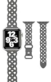 [AriRi] アップルウォッチ バンド レース柄 ラバー シリコン ベルト 38mm 40mm 41mm 42mm/10のみアップルウォッチ 10 9 se 8 7 5 4 (スペースグレー, 38mm/40mm/41mm)