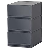 日本製 収納ケース 引き出し PLUST（プラスト）ベーシック (34cm幅 3段, ナチュラルブラック)