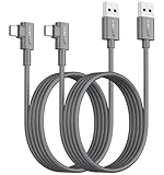 SUNGUY USB Type-C L字ケーブル 2m 【2本組】最大18W急速充電 Type-C対応 USB2.0データ転送 iPad Pro/Galaxy/Xperia/Google対応 グレー