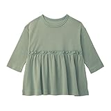 [ベルメゾン] Tシャツ ガールズ 長袖 無地 ソフのび ドロップショルダー ギャザー Tシャツ・カットソー スモーキーグリーン 100