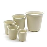 T4U 6.5/7.5/9/12/14.5CM プラスチックミ二植木鉢 ラウンド 多肉植物 サボテン鉢 フラワーポット プランター容器 マーブルホワイト 5個入り