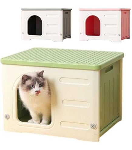 未使用）断熱キャットハウス 耐候性プラスチック 外飼い 犬小屋 Amazon | 断熱キャットハウス 屋外用 耐候性プラスチック製 猫小屋