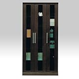 日本製 シック 90cm幅書棚 キャビネット ブラウン 完成品