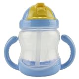 Easykan Baby Flip Top Straw Cup Double Handle School Drinking Bottle,9 Ounce (Blue) by Easykan