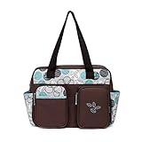 Javababy かわいい マザーズバッグ トートバッグ 大容量 ママバッグ 軽量 おむつ替えシート付 ベビー用品収納 木の葉（ブルー）
