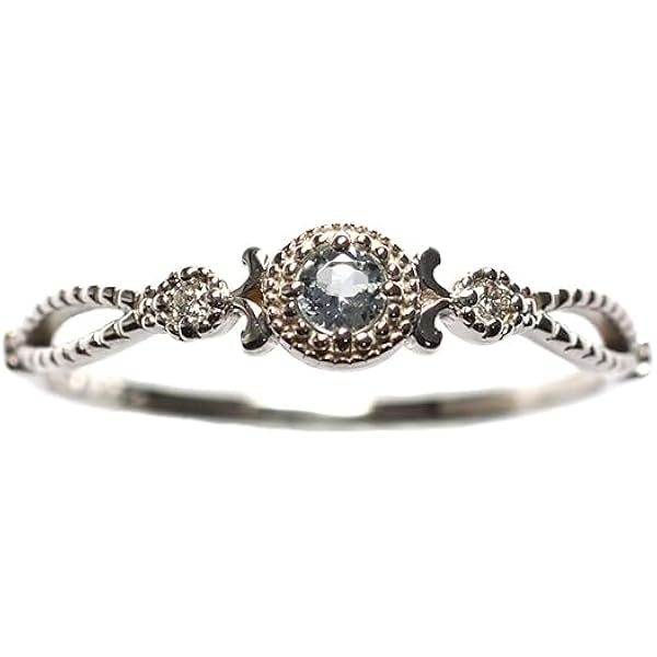Amazon | K10WG エメラルド&ダイヤモンドツイン0.016ct リング 日本