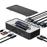 WAVLINK USB Cドッキングステーション、12-In-1タイプCドックと 10GbpsM.2 PCIe/SATA SSDエンクロージャー、トリプルディスプレイドック、100W PD対応、4K@60Hz HDMI/DP、USB C/USB-A Gen 3.2/3.1、SD/TF、Gigabit RJ45、Windows、Mac OS向け (UMD23M-10GB)