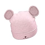 MyMei　ベビー用　帽子　キッズ　赤ちゃん　熊さん　可愛い　フリーサイズ　綿　防寒　防風　暖かい　秋冬用 (ピンク)