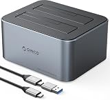 ORICO HDDスタンド USB C to SATA HDDドッキングステーション USB 3.2 Gen 2 アルミ製 デュアルベイ デュプリケーター 2.5/3.5インチ HDD SDD対応 UASPサポート【Type CtoC型ケーブル、A型ポート付き】18 TB x 2対応 工具不要 6626C3