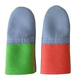 【厚手の革で指先をしっかりガード!! ／ 革製指サック】 (グリーン, 親指用)