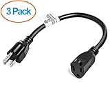 Aurum Cables 1 Foot Extension Cord ,16AWG Electrical Power Cord, SJTW NEMA 5-15P to NEMA 5-15R - ETL