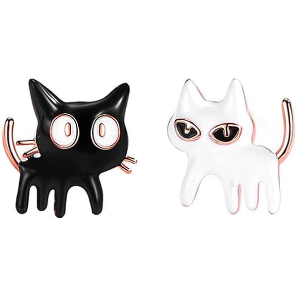 Amazon | [亜細亜宝飾堂] 黒猫 ピアス ブラック ユニーク ぶら下がり