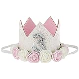 バースデークラウン　可愛い プリンセスクラウン ハーフバースデー ハッピーバースデイー　半歳　1歳 一歳半　二歳　三歳 シール付け　綺麗小さい王女　100日祝い　出産の祝い ゴムバンド　誕生日のプレゼ