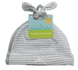 growbaby Infant Hat 新生児用(0~3カ月)帽子 ジャージー地綿100%,2枚セット帽子 グレー 2353