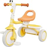 besrey 子供三輪車 ベル付き 収納三輪車 2in1 1歳 2歳 3歳 ランニングバイク 自転車 乗用玩具 幼児用 キッズバイク プレゼント おもちゃ お祝い ギフト イエロー
