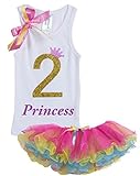 Baby Girls 2 nd Birthday PrincessレインボーチュチュタンクトップシャツセットBubblegum Divas