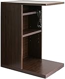 【コの字型でソファなどに引き寄せて使える】 隠しキャスター付き ２口コンセント サイドテーブル