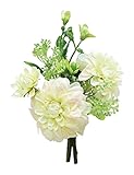 エルアーツ 造花 ダリアミックスブーケ 全長19cm・花径6.5~8cm クリーム E3652-12