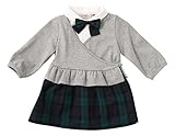 D.fesense チェックレイヤード風ワンピ グレー 80cm AP807080580