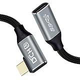 DCHAV USB Type-C 延長 ケーブル 0.5m L字 PD対応 100W 20V 5A 超急速充電 4K 60Hz 映像出力 USB C メス USB C オス 変換 エクスタンダー USB3.1 Gen2 10Gbps 高速データ転送 ナイロン編み