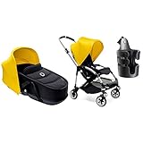 Bugaboo Bee3 and Bassinet Yellow/Black Travel System + Bugaboo Cup Holder by Bugaboo