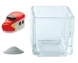 花市場直送便 ミニチュアガラス 新幹線 レッド & カラーサンド シルバー & 植え込み用グラス ニューブロックS