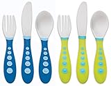 Gerber Stainless Steel Tip Kiddy Cutlery 6-Piece Set, Green/Blue by NUK