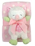 Stephan Baby Sleepy Owl Polka Dot Plush Blanket and 9-inch Plush Owl Gift Set, Pink and White by Ste