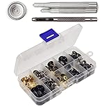 OCEVEN レザークラフト ジャンパーホック 打ち具セット 12組 ジャンパー ホック 穴あけポンチ 打ち具 打ち台 ハトメ抜き カシメ スナップ ボタン 手芸 ハンドメイド 革DIY 収納ケース付き20mm