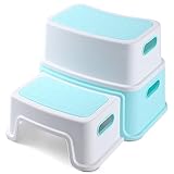 Thinkmax 踏み台 子供用 2段 ステップ台 滑り止め トイレトレーニング 知能開発 トイレ台 幼児 手洗い 洗面台 風呂台 子ども ステップスツール (ブルー)