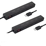 電源タップ 延長コード AC コンセント 10個口 10口 1500W電源コード 1m 一括スイッチ 雷ガード マグネット付 ブレーカー スイングプラグ ほこり防止シャッター タコ足 テーブルタップ OAタップ ブラック 黒 STYLED STP10B-1 2個セット