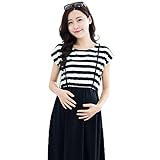 greenleafbaby(グリーンリーフベイビー) マタニティ ワンピース 授乳口 ボーダー ロング丈 (XL, 半袖)