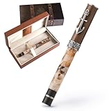 NATAMI 木製万年筆 アンカーデザイン プレミアムギフトボックス マーブルアンバー仕上げ