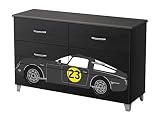 South Shore Luka 6-Drawer Double Dresser with Car Otto Graff Decals, Black Onyx/Charcoal [並行輸入品]