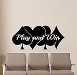 Poker壁デカールPlay and Winカジノ再生部屋ビニールステッカーHoldemカードゲームゲーム保育園壁アートTeen子供部屋壁装飾リムーバブル防水壁画58i